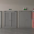 Gray Fire Doors With Exit Signs And Fire Hydrant Safety Equipment 3d model