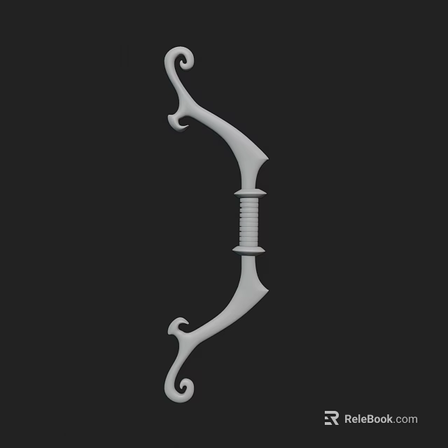 Decorative Curved Weapon Design With Ornate White Bow And Carved Handle 3d model 