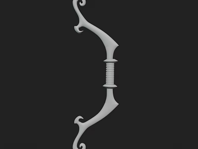 Decorative Curved Weapon Design With Ornate White Bow And Carved Handle 3d model