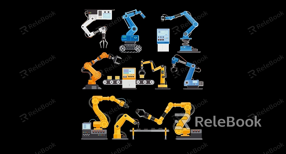 Industrial Intelligent Robot Robot Arm Workshop Equipment Silhouette model