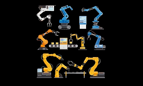 Industrial Intelligent Robot Arm Workshop Equipment Silhouette 3d model