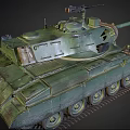 Military Green Camouflage Tank With Long Barrel Tracks And Turret Design