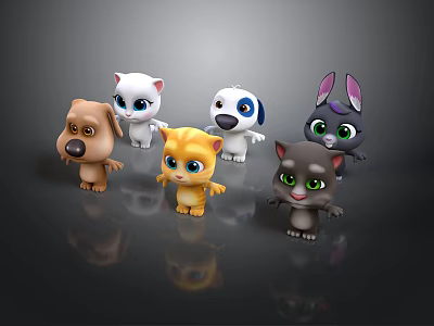Cute 3D Cartoon Animal Toys With Different Colors And Expressive Faces 3d model