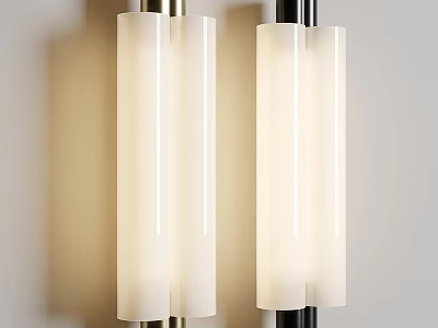 Modern Home Wall Lamps With White Cylindrical Shades And Metal Frames 3d model