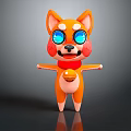 Cute Orange Dog Puppet With Big Blue Eyes Red Collar And Open Arms