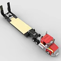 Red Building Blocks Truck With Detailed Cab And Flatbed Trailer Design