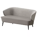 Gray Modern Fabric Sectional Sofa With Curved Backrest And Black Tapered Legs