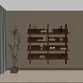 Wooden Wall Mounted Shelf with Books Decorative Vase and Green Plant Decoration