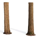 Natural Stone Wood Tree Trunks With Textured Bark And Stone Base