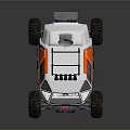 White And Orange Off Road Vehicle With Satellite Dish Spotlights And Large Wheels