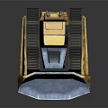 Industrial Yellow Blue Bulldozer With Large Blade And Tracked Undercarriage