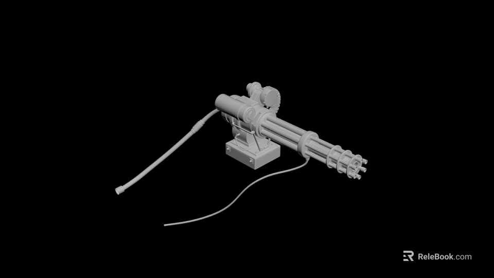 3D Rendered Mechanical Device with Base Long Tube and Attached Cable 3d model 