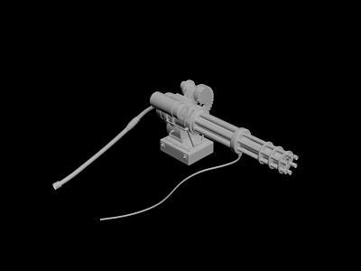 3D Rendered Mechanical Device with Base Long Tube and Attached Cable 3d model