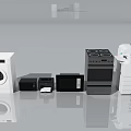 Essential Household Appliances Featuring Washing Machine Printer Microwave Oven And Stove