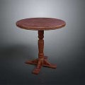 Round Wooden Dining Table With Carved Legs And Cross Base Design