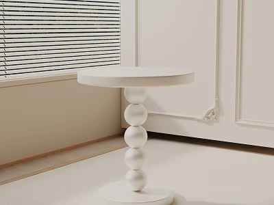 Modern White Round Top Side Table Featuring Stacked Ball Base For Indoor Decor 3d model