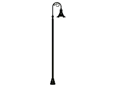 Classic Outdoor Street Light With Tall Pole And Curved Decorative Top Design 3d model