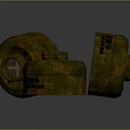 Three Rusty Weapon Parts With Corroded Metal Surfaces And Aged Appearance
