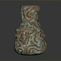 Intricately Carved Turquoise Copper Vase With Ornate Patterns And Textured Surface