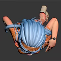 Blue Haired Female Character In Orange Dress With Adorable Creature Companion