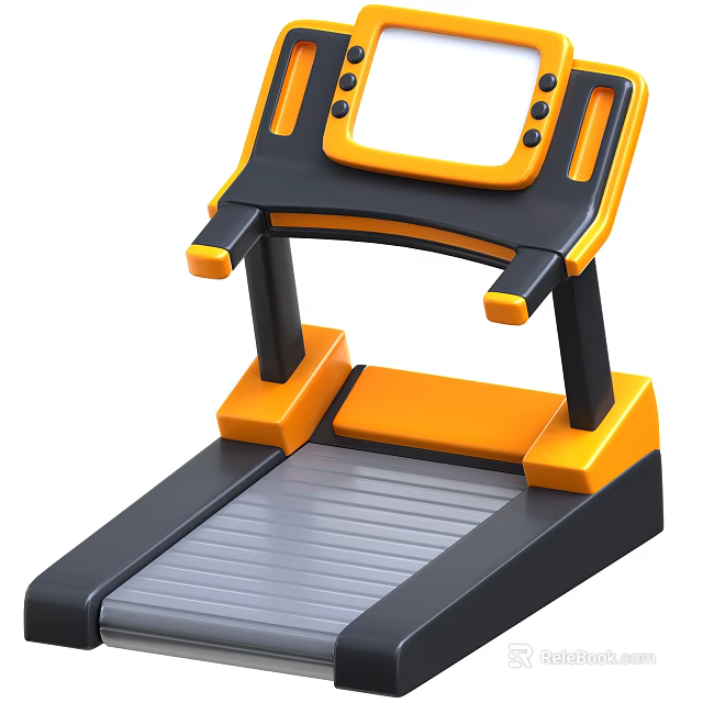 Modern Yellow And Black Treadmill With Ergonomic Handles And Running Belt Design 3d model 