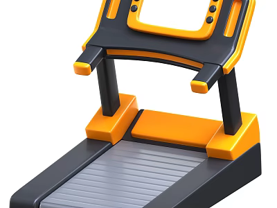Modern Yellow And Black Treadmill With Ergonomic Handles And Running Belt Design 3d model