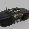 Vintage Black Portable Boombox Featuring Antenna Knobs Speakers And 3d model