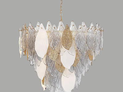 Elegant Leaf Shaped Chandelier For Home Interior With White Gold Silver Glass Decor 3d model