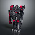 Futuristic Robot Character With Black Red Gray Detailed Mechanical Structure In Standing Pose