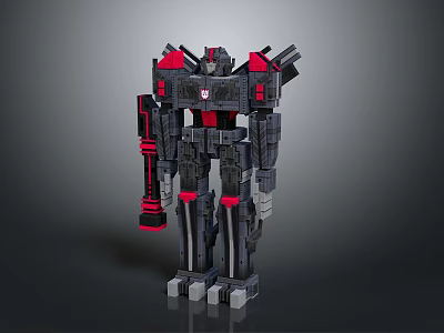 Futuristic Robot Character With Black Red Gray Detailed Mechanical Structure In Standing Pose 3d model