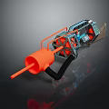 Advanced Modern Weapon Featuring Orange Components And Metal Structure 3d model