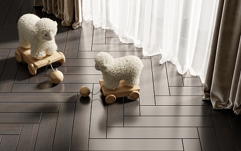 Modern Toy Children's Toy Sheep Wood Floor Curtain Gauze Curtain 3d model