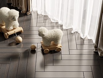 Modern Toy Children's Toy Sheep Wood Floor Curtain Gauze Curtain 3d model