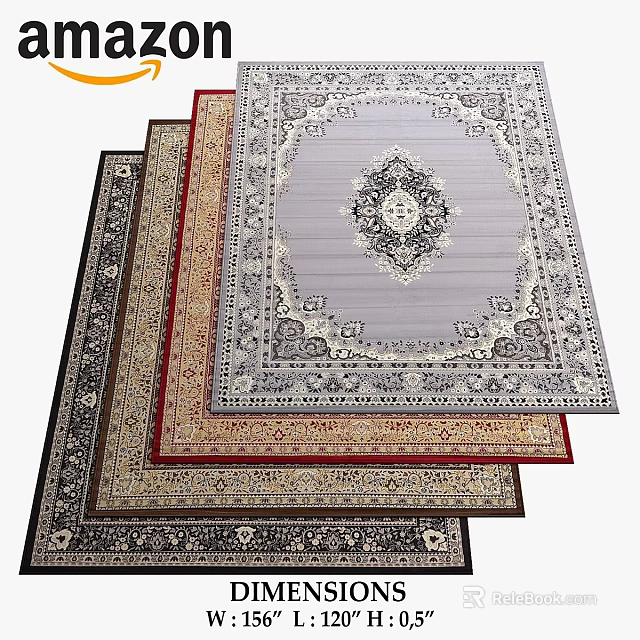 Square Rugs With Intricate Patterns Multiple Color Options And Classic Design Styles 3d model 