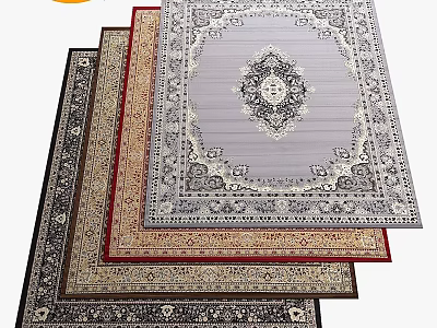 Square Rugs With Intricate Patterns Multiple Color Options And Classic Design Styles 3d model