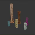 Set Of Various Stone Columns With Different Heights And Classical Designs 3d model