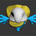 Smurfette Animated Character With Blue Skin Yellow Hair White Dress And Outstretched Arms