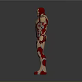 3D Model of Iron Man in Red and Gold Standing Pose With Detailed Armor