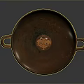Ancient Style Sculpture Carving Of Ceramic Bowl With Two Handles And Intricate Decorative Pattern