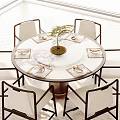 New Chinese Round Dining Table and Chair Combination 3d model