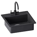 Modern Kitchen Cabinets Featuring Black Square Sink And Matte Black Faucet Design