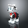 Cartoon Dalmatian Puppy Toy With White Crown Red Scarf And Black White Spots