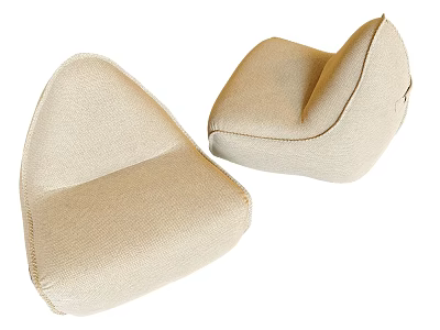 Two Beige Lazy Sofas With Soft Fabric And Simple Design For Living Room Use 3d model