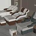 Modern Massage Beds Featuring Ergonomic Design And Soft Padding With Side Stools In Spa Room 3d model