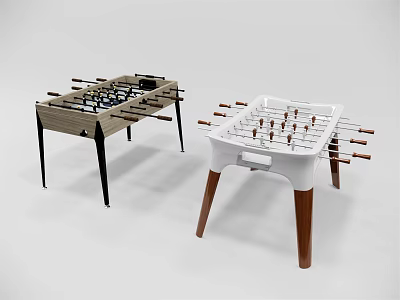 Modern Foosball Table Play Equipment With Wooden Legs And Contrasting Color Styles 3d model