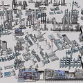 Large scale Industrial Plant with Various Equipment Pipes Towers and Storage Tanks