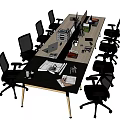 Simple office desk and chair combination 3d model