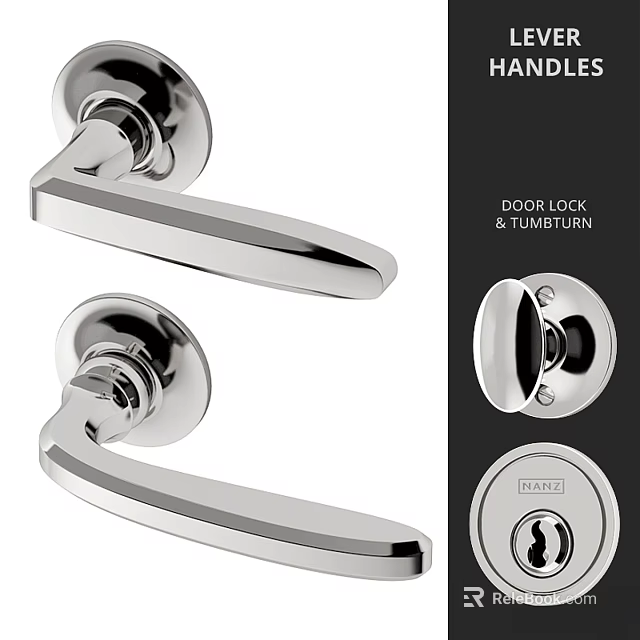 Modern Silver Metal Door Lock and Tumbler Combination with Sleek Handle and Secure Lock Core 3d model 