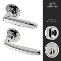 Modern Silver Metal Door Lock and Tumbler Combination with Sleek Handle and Secure Lock Core