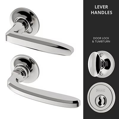 Modern Silver Metal Door Lock and Tumbler Combination with Sleek Handle and Secure Lock Core 3d model